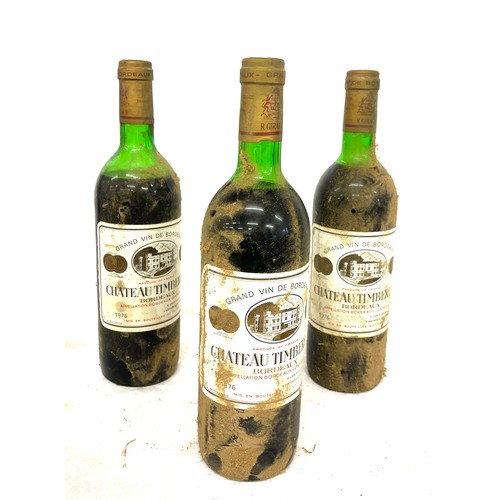 238 - Three bottles of vintage 1976 Grand Vin De Bordeaux Chateau Timberlay wine, 75cl, R'Giraud