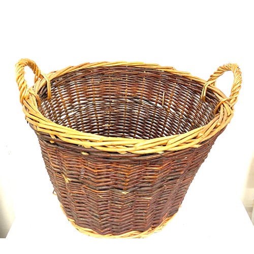 365 - Large whicker log basket, height 18 inches tall 21.5 inches diameter