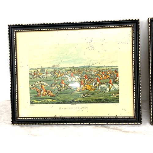 105 - 3 Framed hunting scene prints, each frame measures approx 8 inches tall 10 inches wide