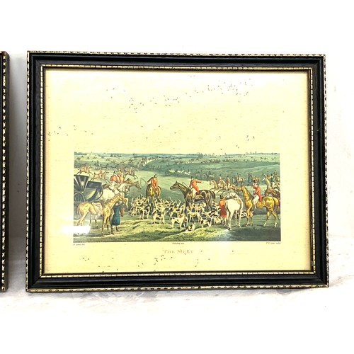 105 - 3 Framed hunting scene prints, each frame measures approx 8 inches tall 10 inches wide