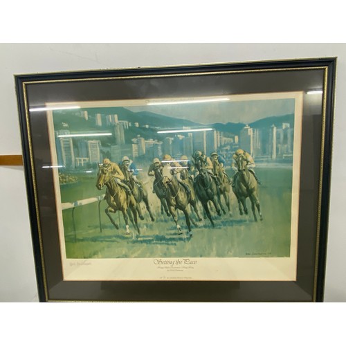 104 - Signed framed limited edition print by Neil Cawthorne number 56/250and a signed drawing by Fortune l... 