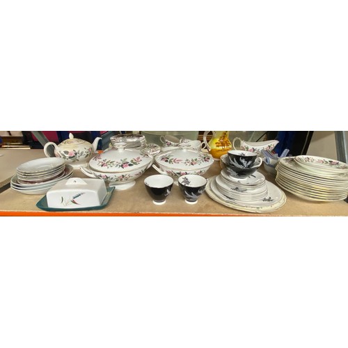 326 - Selection of Wedgwood hathaway rose, Royal Albert night and day part dinner and tea services