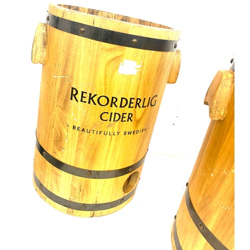 205 - 2 Wooden cider barrels, Rekordling, Aspall, approximate height 16 inches