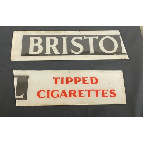 131 - Bristol tipped glass advertising sign, unfortunately this is damaged, approximate measurements: 35.5... 