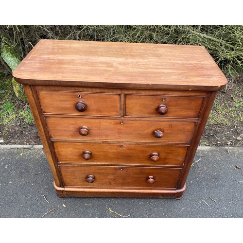 592 - Victorian 2 over 3 mahogany chest of drawers measures approx 41 inches tall 41 inches wide 20 inches... 