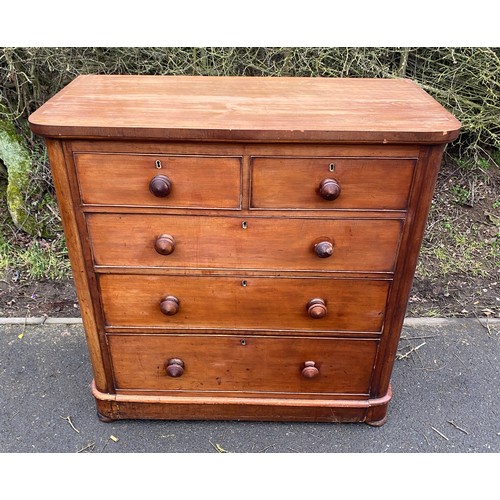 592 - Victorian 2 over 3 mahogany chest of drawers measures approx 41 inches tall 41 inches wide 20 inches... 