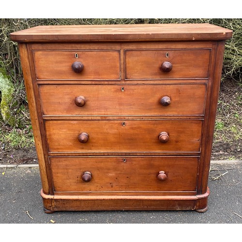 592 - Victorian 2 over 3 mahogany chest of drawers measures approx 41 inches tall 41 inches wide 20 inches... 