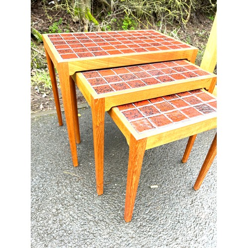 584 - Set GR Jelsted red tile top nest of 3 tables