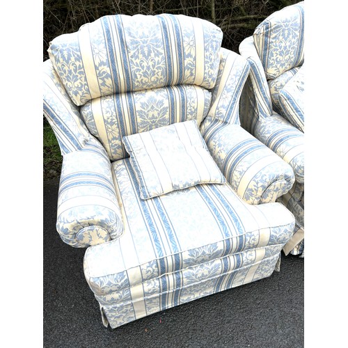 567 - Marks and Spencer 2 seater sofa, Chair and foot stool, loose cover, some marks to fabric