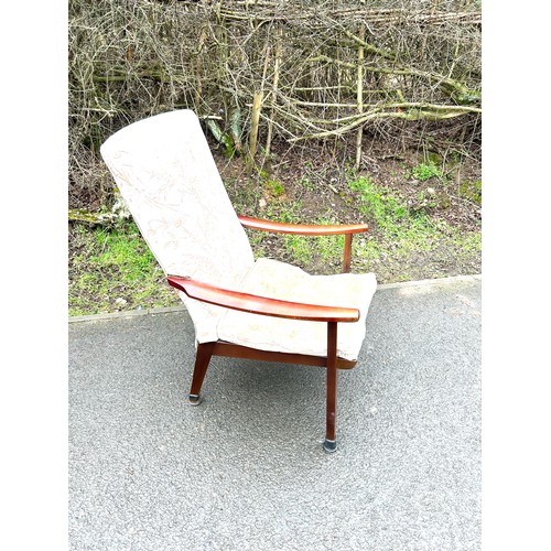 576 - Upholstered Cintique fireside chair, vintage Parker knoll armchair