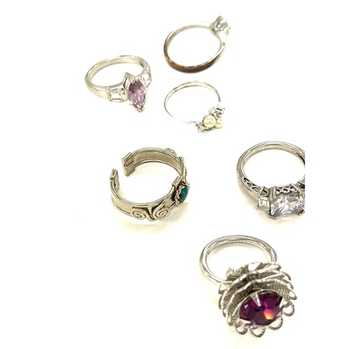 505 - Selection of 10 ladies stone set dress rings includes 3 Silver rings