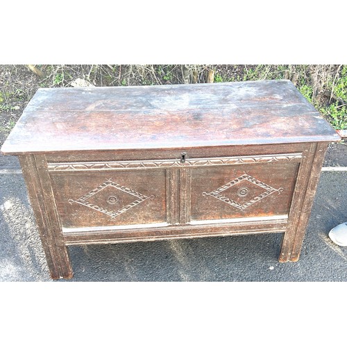 630 - Antique period coffer, approximate measurements: Height 25 inches, Length 46 inches, Depth 29 inches