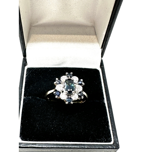 87 - 9ct gold diamond & sapphire  ring weight 3.1g