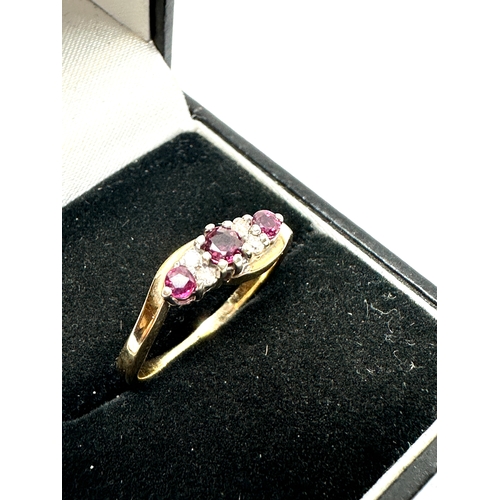 97 - 9ct gold amethyst & diamond ring weight 2.3g