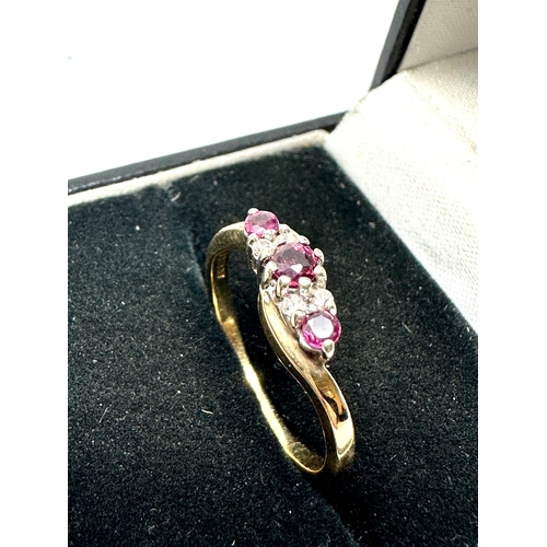 97 - 9ct gold amethyst & diamond ring weight 2.3g