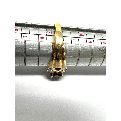 98 - 9ct gold Amethyst & diamond ring weight 3.7g