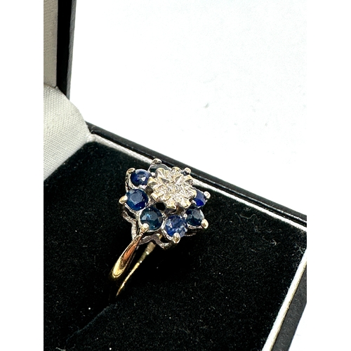 99 - 9ct gold sapphire & diamond ring weight 2.5g