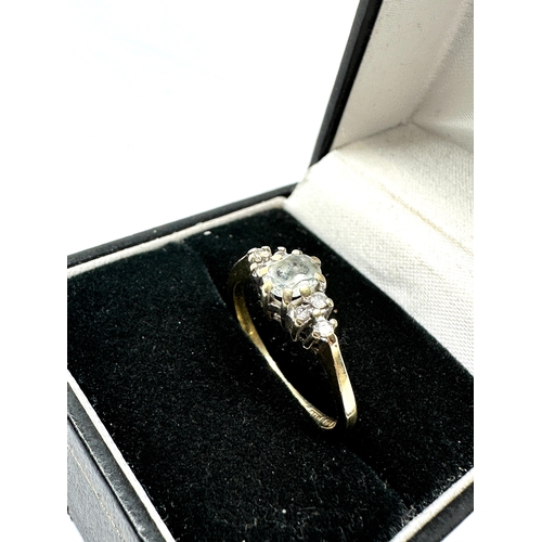 101 - 9ct gold aquamarine & diamond ring weight 1.8g