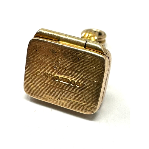 105 - Rare georg jensen 9ct gold opening fob / locket charm weight 4.6g