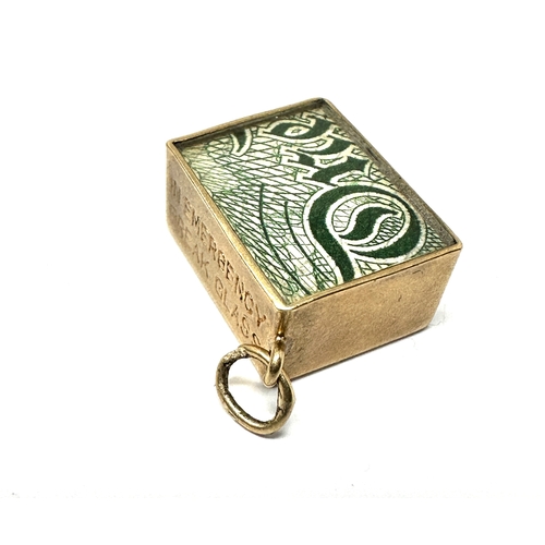 111 - Vintage 9ct gold Emergency money charm weight 3.4g