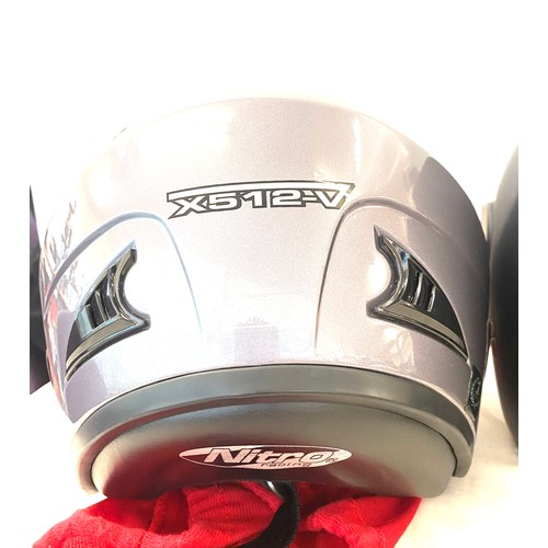 18 - Nitro X512 V Open-Face Motorcycle Helmet Motorbike and a Arashi crash helmet- approx size Large