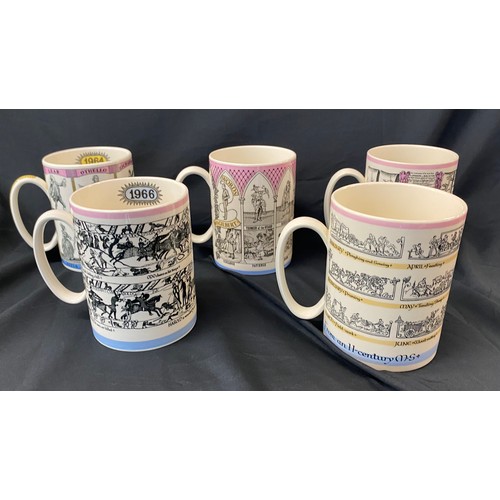 111 - Set of 5 Wedgwood Kingdom of England tankard includes 1564, 1066 etc