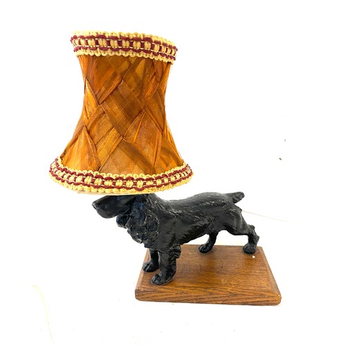 2 - 1930s Springer spaniel table lamp and shade, working