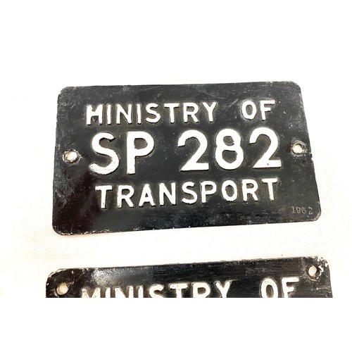 14 - 2 Vintage Ministry of transport signs each measures approx 6 inches by 3.5 inches