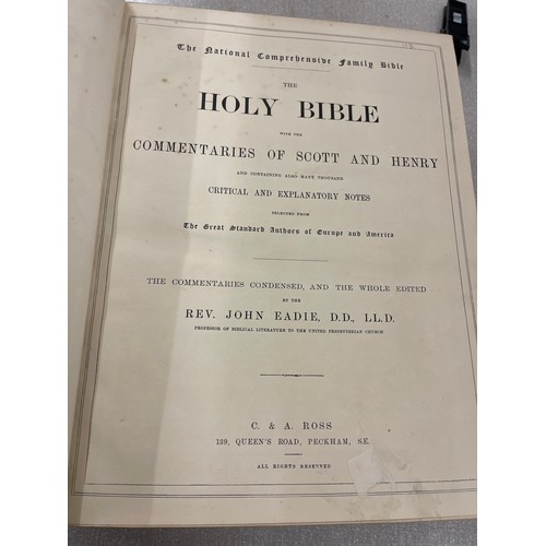 112 - Vintage The National family bible, Holy Bible illustrations references and maps