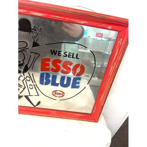 45 - Esso blue advertising mirror measures approx 19 inches tall 23 inches wide