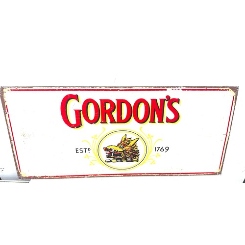 29 - Gordons advertising sign measures approx 28 inches wide 12 inches tall