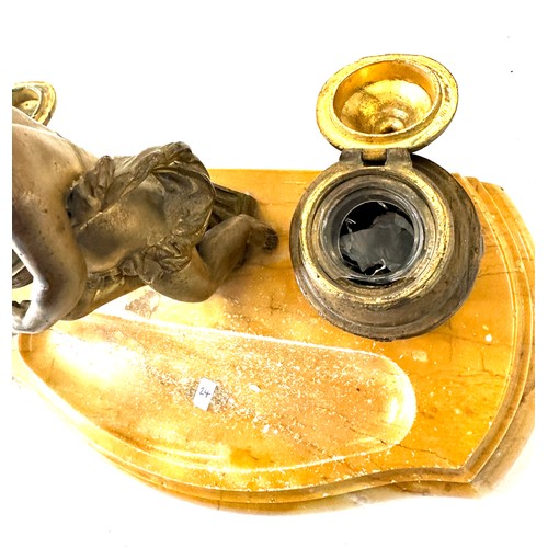 1 - Antique inkwell on a Sienna marble base