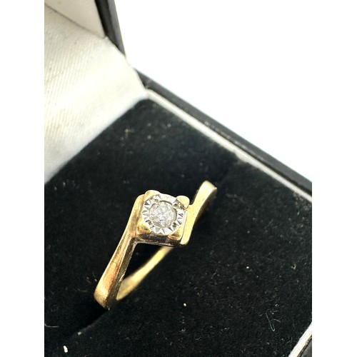 142 - 9ct gold diamond solitaire  ring (2.5g)