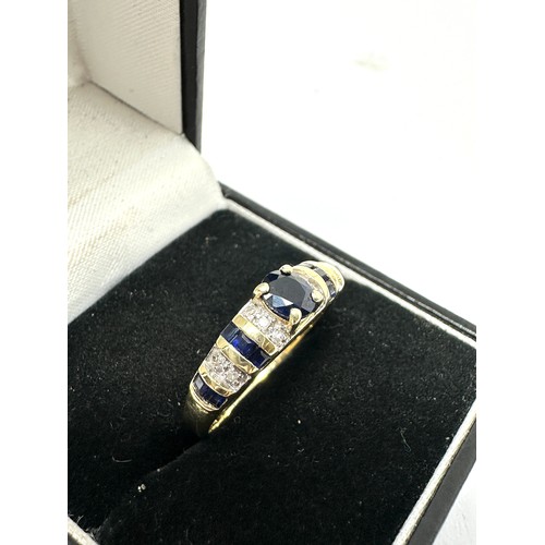 140 - 14ct gold sapphire & diamond cluster dress ring (2.6g)