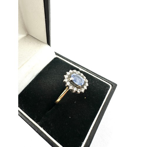 170 - 18ct gold diamond & sapphire halo ring (3.1g)