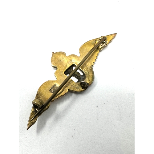 27 - Boxed 9ct gold Kings crown fleet air arm sweetheart brooch
