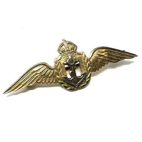 27 - Boxed 9ct gold Kings crown fleet air arm sweetheart brooch