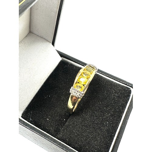 210 - 9ct Gold Yellow Sapphire & Diamond Ring (2.5g)