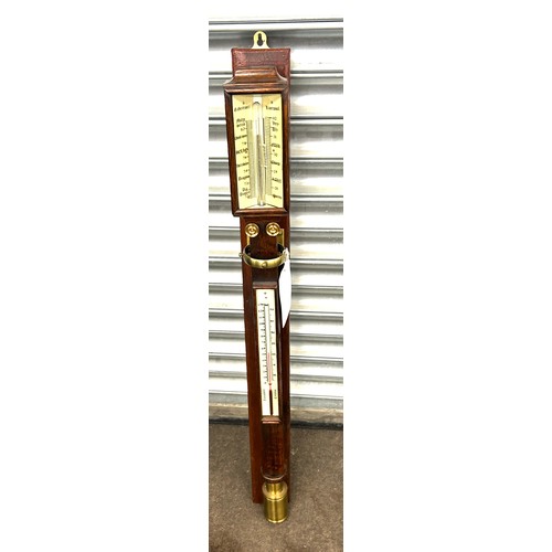 102 - Marine stick barometer complete with Gimble on display board circa 1890 fully working