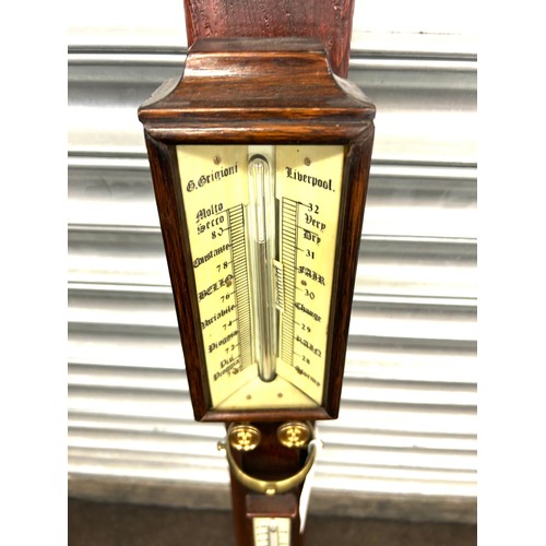 102 - Marine stick barometer complete with Gimble on display board circa 1890 fully working