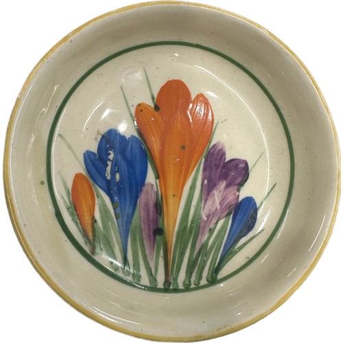 514 - Clarice Cliff Crocus hand painted pin tray diameter approx 3 inch