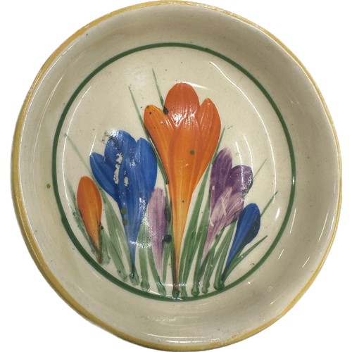 514 - Clarice Cliff Crocus hand painted pin tray diameter approx 3 inch