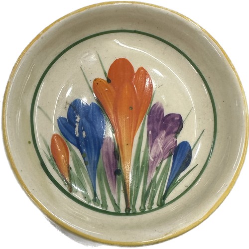 514 - Clarice Cliff Crocus hand painted pin tray diameter approx 3 inch