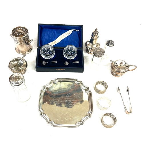 497 - Large selection of silver and silver plated items includes mustard pots etc