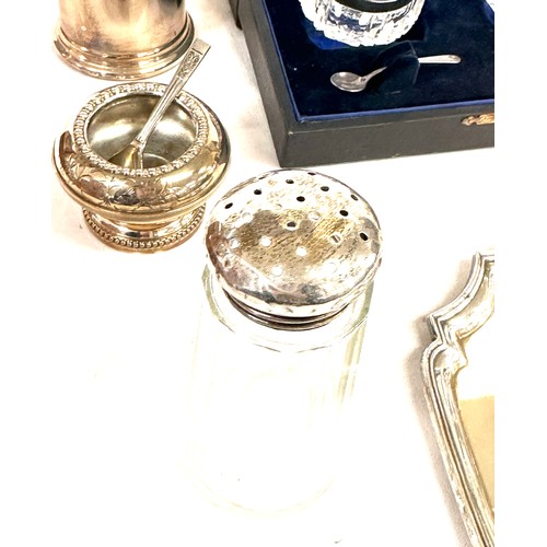 497 - Large selection of silver and silver plated items includes mustard pots etc