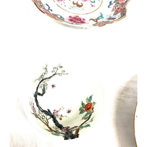 93 - 3 Chinese pottery plates and 1 bowl, marks to base