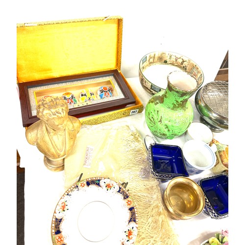 294 - Selection of miscellaneous includes brass ware, pottery, plates, vases, jugs etc