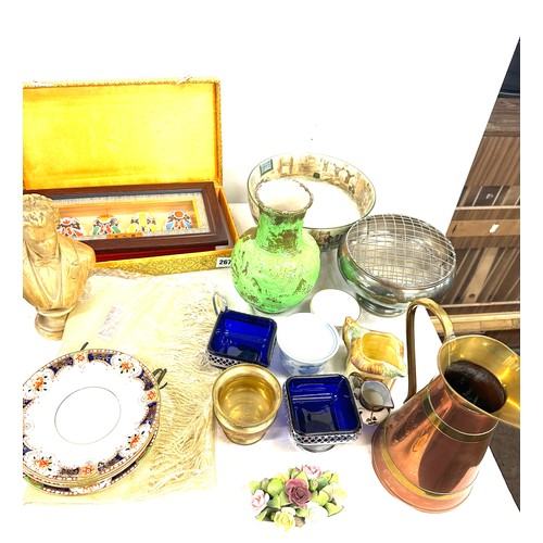 294 - Selection of miscellaneous includes brass ware, pottery, plates, vases, jugs etc