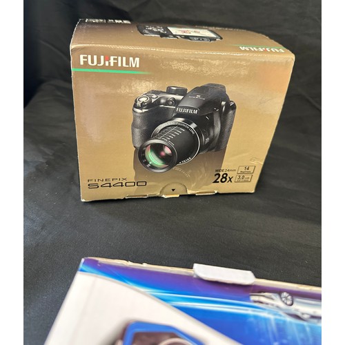 143 - Selection of electrical items includes Fuji film 28x, dash cam, black box etc