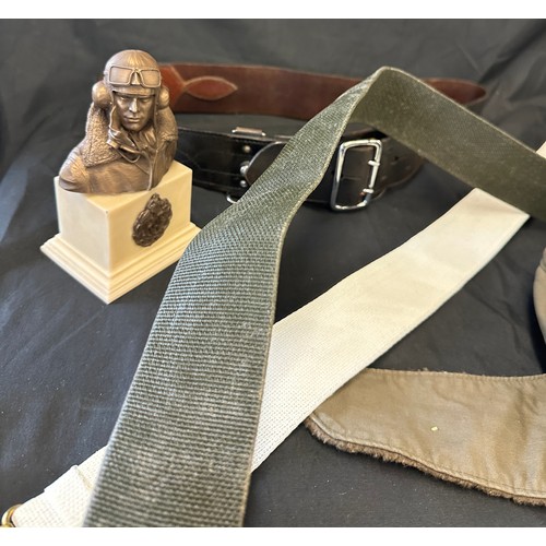 9 - Selection of military items includes Light infantry officers sword belt sam browne 4.6 inch, White d... 